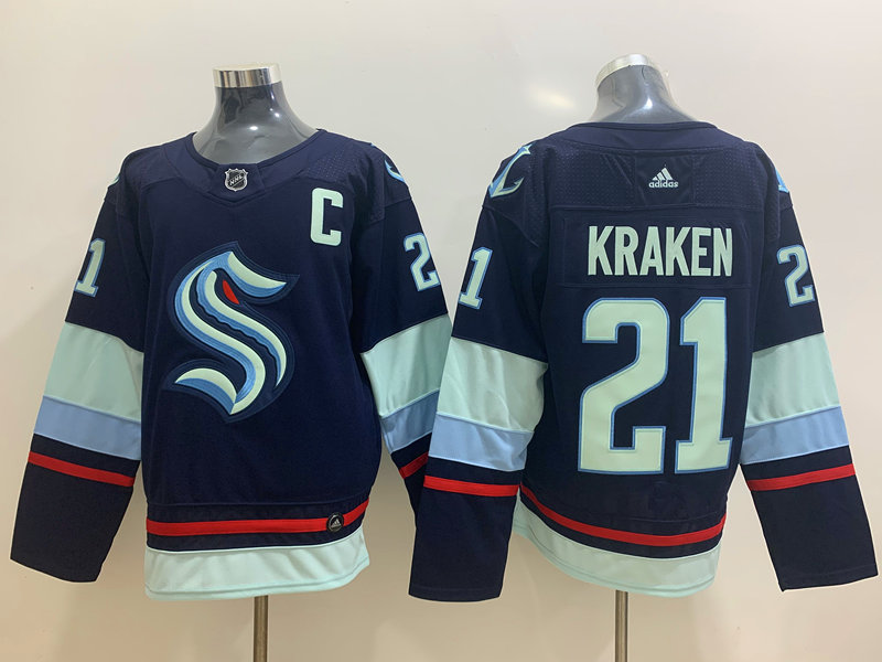 Men New Seattle Kraken #21 Kraken blue NHL Jerseys->nfl t-shirts->Sports Accessory